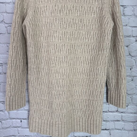 MM6 Maison Martin Margiela Cable Knit Mini Sweater Dress L Alpaca Wool Beige - Picture 10 of 13